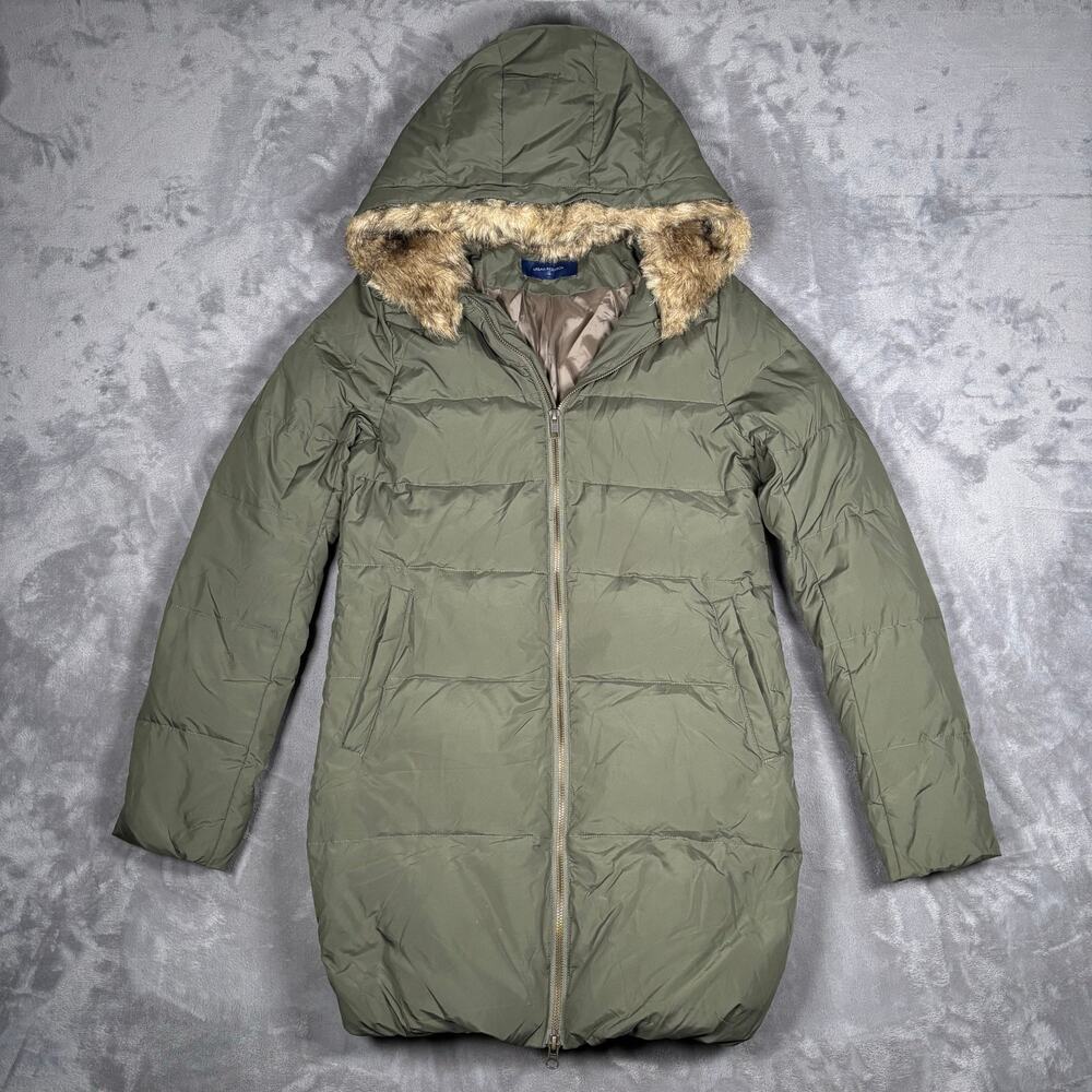 Urban Research Down Long Puffer Jacket Fur Hood Olive Womens Coat S/M